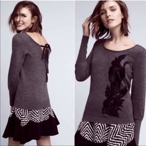 Anthropologie Angel of the North Gray Lace Sweater size Medium
